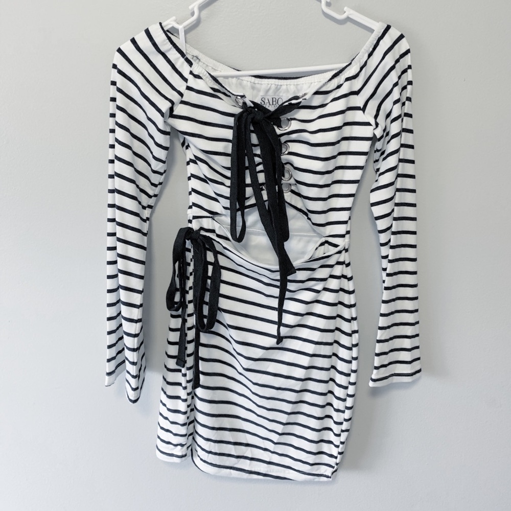 White and blue dress